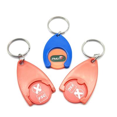 China Supermarket Use Promotion Wholesale Gifts Custom Logo Printing ABS Plastic Blank Token Coin Key Chain for sale