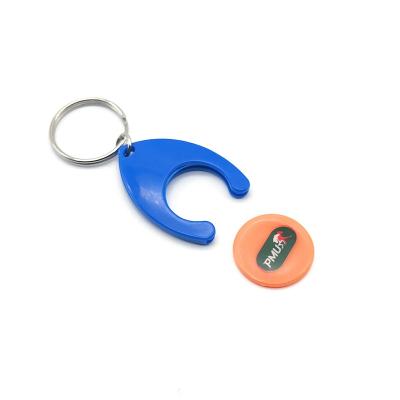 China High Quality Supermarket Use Custom Personalized Recycled Plastic Token Trolley Coin Shopping Cart Key Chain for sale