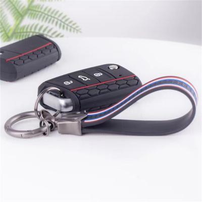 China Custom Silicone Rubber Portable Wristband Holder Key Ring Metal Supermarket Use Wholesale Key Chain Key Chain for sale