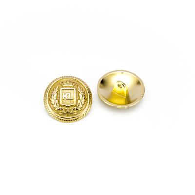 China Nickel Free Commercial Plating Embossed Insurance Metal Leg Button Gold Sewing Botones For Apparel for sale