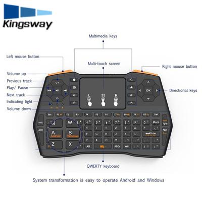 China USB Scam Touchpad Integro Control Smart Mini Teclado I8 Plus Capacitive Mini Teclados Inalambricos Iluminados for sale