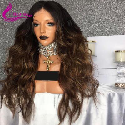 China Loose Curly Lace Wig Free Samples, Brazilian Wigs For White Women, Dark Root Brown Ombre Hair Wigs for sale