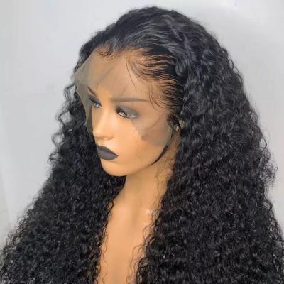 China Curly Kinky Curly 250% Human Wig, HD Transparent Swiss Brazilian Lace Frontal Human Hair Full Lace Wig Baby Hair Pre Plucked for sale