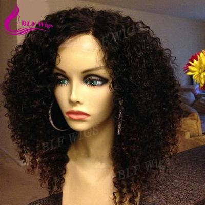 China Kinky Curl 180% Density HD Lace Front Wigs Afro Kinky Curly Human Indian Remy Human Hair Wigs For Black Women for sale