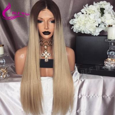 China Silky Straight Wave Dark Brown Root Blonde Hair Wig, Malaysian Virgin Human Hair Full Lace Wigs With Baby Hair for sale