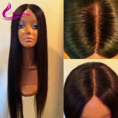 China Silky Straight Middle Part 4x4 Glueless Full Lace Wig Brazilian Remy Human Hair Wave Wig for sale