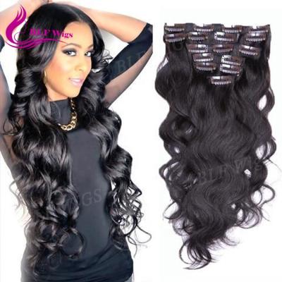 China Wholesale Cheap Price Virgin Black Body Wave Brazilian Body Wave Clip In Hair Extensions for sale