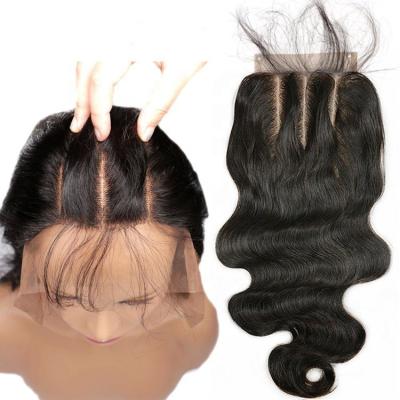 China Wholesale Virgin Brazilian Body Wave Hair Lace Closure,Cheap 3 Way Part Hair Closure,Black Silk Low Top Closure With Baby Hair for sale