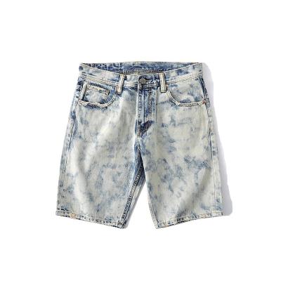 China Waterproof American Snowflake Print Summer Denim Red-Eared Denim Shorts for sale