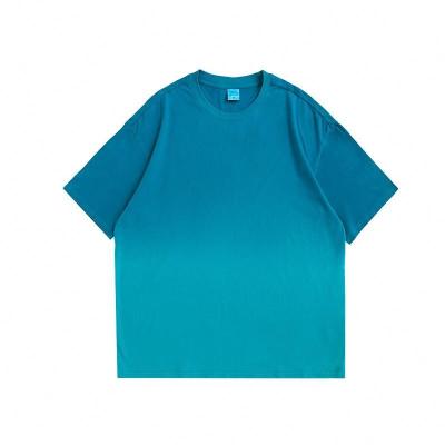 China Retro Anti-Shrink Personality Gradient Dyeing Loose Casual Short Sleeve T-Shirt for sale