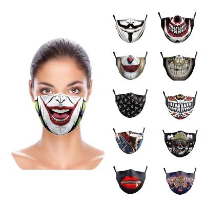 China 3d Print Halloween Cotton Adult Mask Breathable Custom Digital Funny Face Mask Anti Dust Can Be Inserted Filter Face Mask for sale