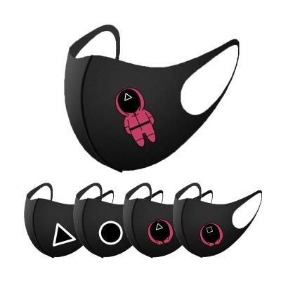 China Fashion Breathable Custom Made Polyester Game Squid Logo Cotton Face Masks Black Washable Reusable Face Mask for sale