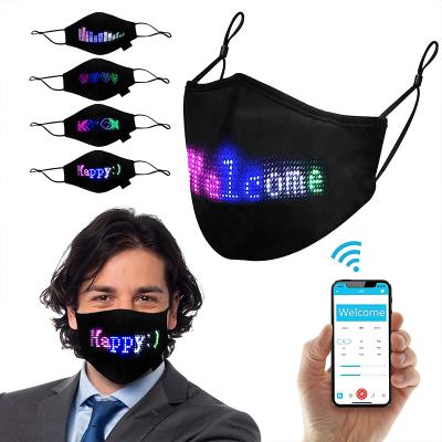 China Lightweight Bluetooth App Breathable Led Face Mask Cotton Display Controlled Cotton Halloween Led Mask for sale