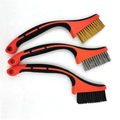 China 3PCS Handle Mini Steel Wire Brush /Brass Eco-friendly Soft Wire Brush for sale