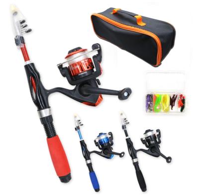 China Factory Sale Glass Directly Portable Telescopic Fishing Rod and Reel Full Kit Set Fishing Gear Combo for Kids for sale