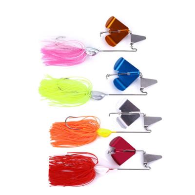 China With Skirts 21g Spinner Spoon Fishing Lure Hard Baits Reflective Double Metal Spoon Buzzbait Fishing Lure With Hook for sale