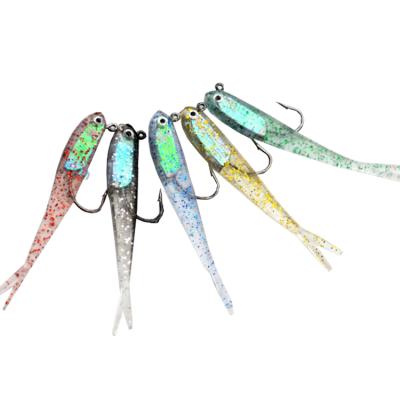 China HOT SALE 7cm/6g Lead and Silicone Sea Bass Lead Fish Lure For Saltwater Soft Plastic Slot Tail Lure for sale