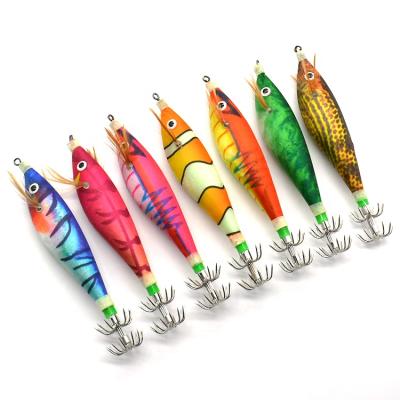 China ABS Plastic 10cm/10g Jigger Fishing Shrimp Lure Cuttlefish Wooden Jigs With 3.5# Hook for sale