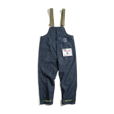 China Breathable Platform Overalls American Retro Springs & Autumn Washed Tannin Red Ear Men's Jeans Overalls Straight for sale