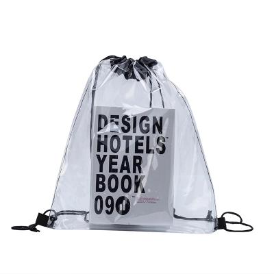 China Promotional Fashion PVC Shopping Bag PVC Plastic Transparent Clear Drawstring Bags Backpack for sale