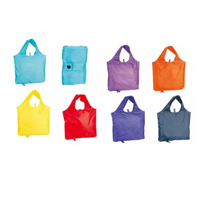 China Fashionable Wholesale Bright Colors Polyester Promotional Gift Bags Reusable Grocery Tote Grocery Shopping Bags Folding for sale