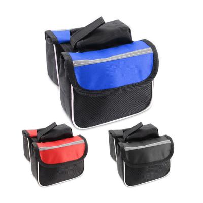 China Fashionable Double Pocket Bicycle Front Mobile Handlebar Bag Bike Accessories Storage Waterproof Portable Carrier Bags On Frame for sale