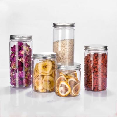 China Hot Sales Eco-friendly Factory Style Plastic Round Jar With Lids Plastic Jars For Food Storage Clear Plastic Containers With Lid for sale