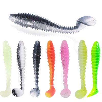 China Pvc Factory 4.5cm 5.5cm 6.5cm 7cm 7.5cm soft plastic lures fishing American imported soft plastic salted T tail fishing lure for sale