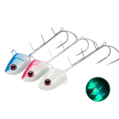 China Lead High Quality 160g 200g 250g double hooks luminous lead head Sea Fishing Swordfish Fishing Lure Jig for sale