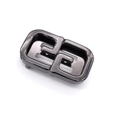 China Custom New Design Double G Letter Hollow Alloy Gunmetal Belt Buckle For Belt for sale