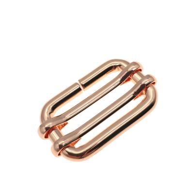 China New Design Fashion Style 4.0*25*13mm Rose Gold Metal Pin Buckle Adjustable Iron Strap Buckle For Bags Suitcase for sale