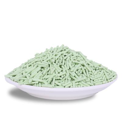 China Stocked Bulk 2.0mm 1.5mm Strip Green Tea Tofu Cat Litter Water Soluble Cat Litter for sale