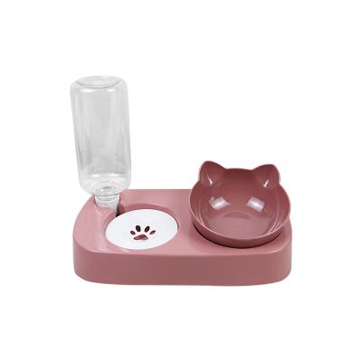 China Automatic Portable Automatic Water Suite Double Cuffs with 15 Degree Slanted Neck Protective Cat Bowl for Pet Cat for sale