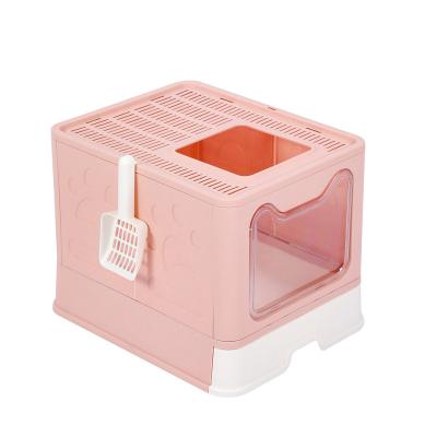 China Hot Selling Drawer Style Large Portable Cat Toilet Folding Cat Litter Box Stocked for sale