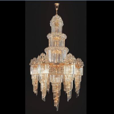 China Luxury Contemporary Gold Wrought Iron Crystal Chandelier 1.5 Meter Tall Diameter For Hotel Lobby Church for sale