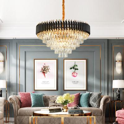 China Modern Nordic Round Creative Black Home Living Room Crystal Chandelier Dining Room for sale