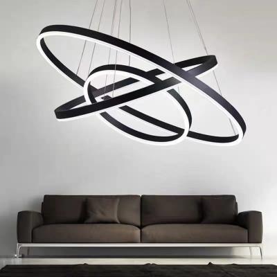 China Modern White Black Gold Color Modern LED Ring Chandelier,Circular Circle Pendant Light for Home for sale