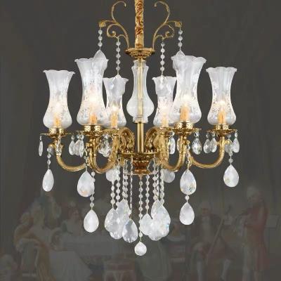 China American Style Chandelier Lighting Fixtures Luxury Copper White Shade Suspension For Home Decor for sale