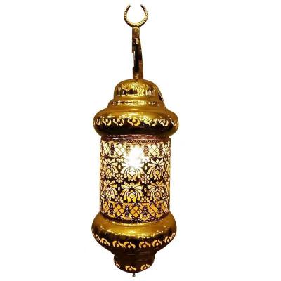 China Mosque Modern Moroccan Pure Copper Lighting Chandelier For Muslim Decoration Glass Ball Hanging Pendant Light For Loby Hall for sale