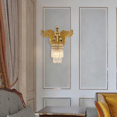 China French contemporary luxury best price modern bedroom villa bedside retro leaded crystal wall light lamp for sale