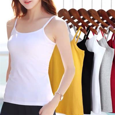 China Anti Shrink Women's Basic Camisole Solid Spaghetti Strap White Tank Top Women for sale