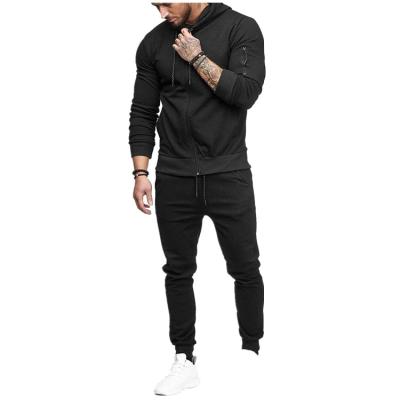 China Full Zipper Logo Custom Antibacterial Men's Casual Gear Jogging Jogging Solid Sweatsuit Set Men Hoodie Pants for sale