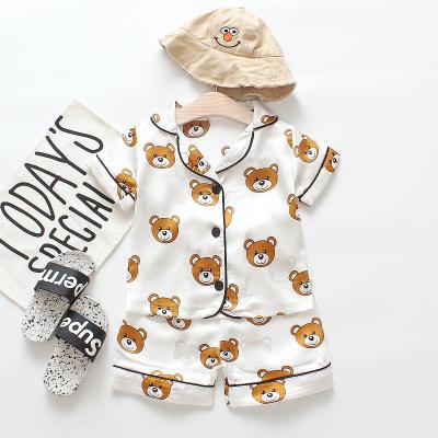 China 2021new fashion silk pajamas breathable for boy and girl boutique cartoon girls sleepwear for sale