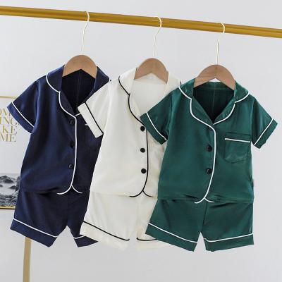 China Wholesale Designer Breathable Korean Satin Boys Girls Sleepwear Pajamas Boys Girls Silk Sleepwear for sale