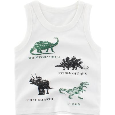 China Baby Boy Anti-Shrink Boils Dinosaur Sleeveless Cartoon T-shirts Kids Cotton Tees Casual Boys Tank Tops for sale