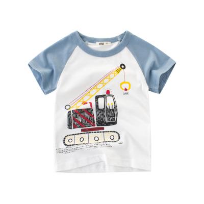 China New Design Anti-shrink T-shirt Children 1-8Y Baby Cotton Excavator Tops Summer Clothing 27 Kids T-shirt for sale