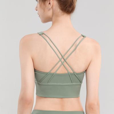 China Custom made strappy halter breathable plus size cotton adjustable cross back 2021 high impact sports bra for sale