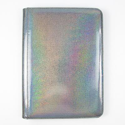 China Glitter Large Capacity Outdoor Top Grain Playing Cards Album Business Pro Zipper Closed 9 Pocket PU Leather Glitter Cover Trading Card Binder for sale