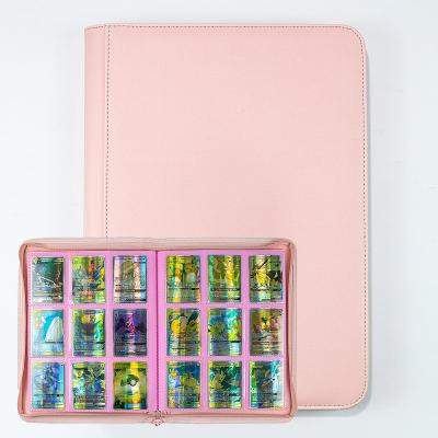 China Folder 9 Pocket Trading Card Binder for MTG Games Yu-GI-Oh Hold 360 Sheets Collectable PU Leather Pink Basketball Cards Premium Album for sale