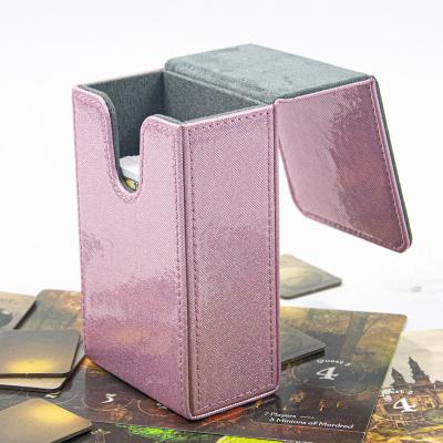 China Fashion Sanseking TPU Glitter Bling Cards Package Box Lid Storage Tarot Leather Premium Floating Pink Magic Collector Card Case for sale